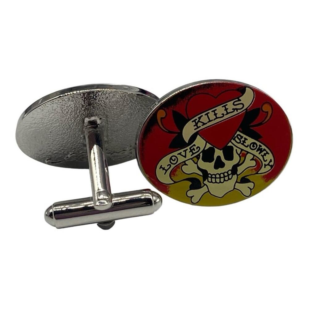 Ed hardy love kills slowly oval cufflink
